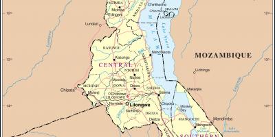 Карта Малави с изображением дорог