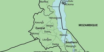 Карта Малави показывает районов