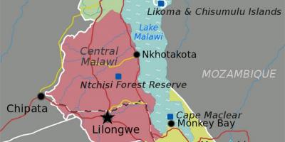 Карта озеро Малави в Африке